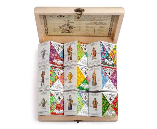 Подарочный набор Сугревъ в деревянной коробке без лого, коллекция из 9 чаёв, Цвет: бежевый, изображение 3