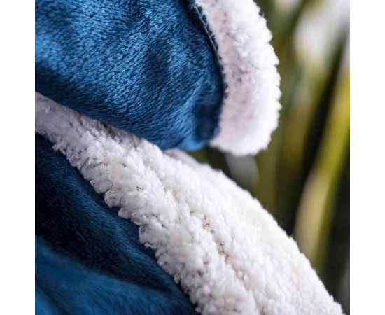 Плед LERTEN, темно-синий,125 x 160 x см, 770 гр., коралловый флис / шерпа, Цвет: синий, изображение 2