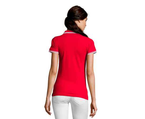 Поло 'Pasadena Women', красный, белый_XL, 100% х/б, 200г/м2 HG_700578.908/XL, Цвет: красный, белый, изображение 5