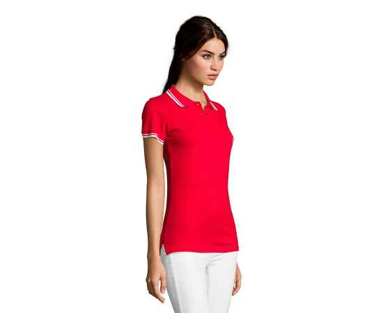 Поло 'Pasadena Women', красный, белый_XL, 100% х/б, 200г/м2 HG_700578.908/XL, Цвет: красный, белый, изображение 6