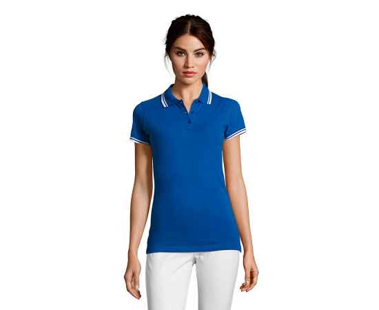 Поло 'Pasadena Women', ярко-синий, белый_XL, 100% х/б, 200г/м2 HG_700578.913/XL, Цвет: синий, белый, изображение 4