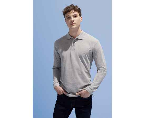 Рубашка поло мужская с длинным рукавом STAR, серый меланж, L, 85% х/б, 15% вис., 170 г/м2, Цвет: серый меланж, Размер: L, изображение 4