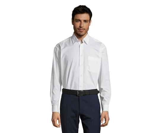 Рубашка мужская 'Baltimore', белый_S, 65% полиэстер, 35% хлопок, 95г/м2, Цвет: белый, Размер: S, изображение 7