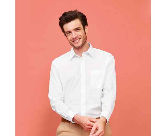 Рубашка мужская 'Baltimore', белый_S, 65% полиэстер, 35% хлопок, 95г/м2, Цвет: белый, Размер: S, изображение 10