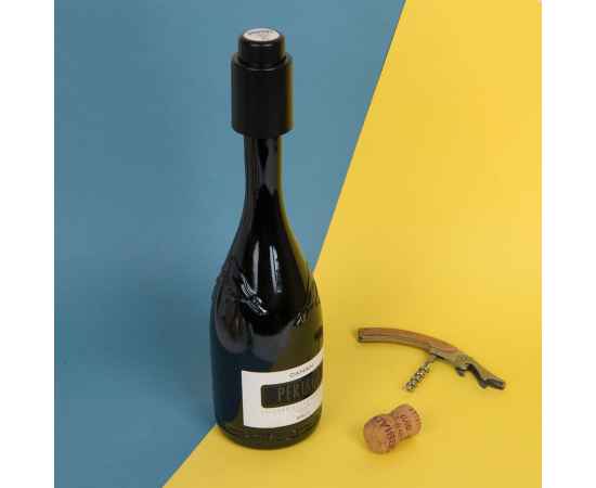 Вакуумная пробка для вина WINERY, 4,5х7 см , пластик,черный, Цвет: Чёрный, изображение 3