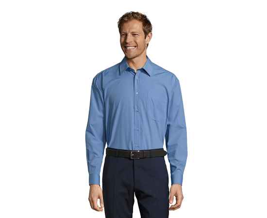 Рубашка 'Baltimore', васильковый_S, 65% полиэстер, 35% хлопок, 105г/м2, Цвет: синий, Размер: S, изображение 7
