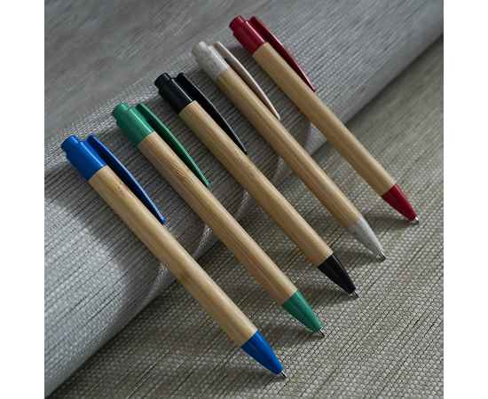 Ручка шариковая N17, бежевый/черный, бамбук, пшенич. волокно, переработан. пласти, цвет чернил синий, Цвет: черный, изображение 2