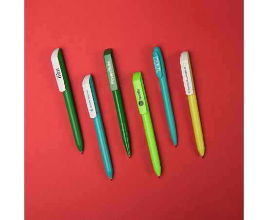 Ручка шариковая FLOW PURE, зеленый корпус/белый клип, пластик, Цвет: зеленый, изображение 2