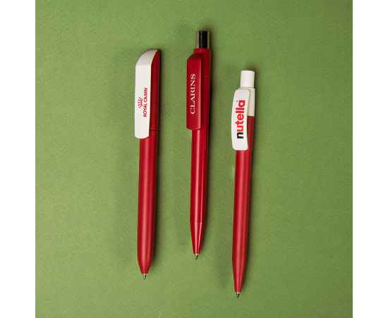 Ручка шариковая FLOW PURE, красный корпус/белый клип, пластик, Цвет: красный, изображение 2