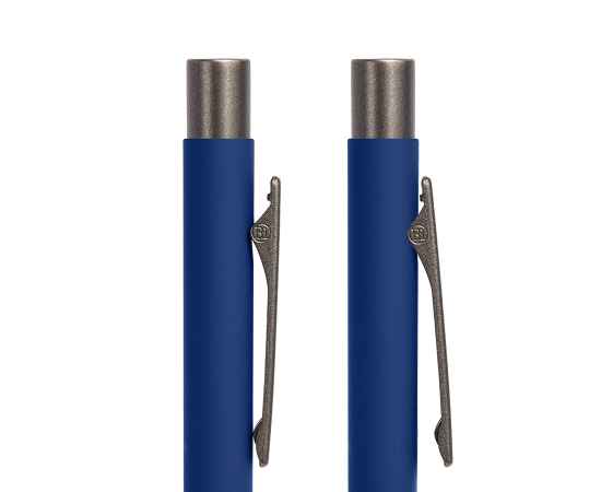 Ручка шариковая FACTOR, синий/темно-серый, металл, пластик, софт-покрытие, Цвет: синий, серый, изображение 3