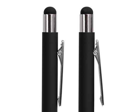 Ручка шариковая FACTOR TOUCH со стилусом, черный/серебро, металл, пластик, софт-покрытие, Цвет: черный, серебристый, изображение 2