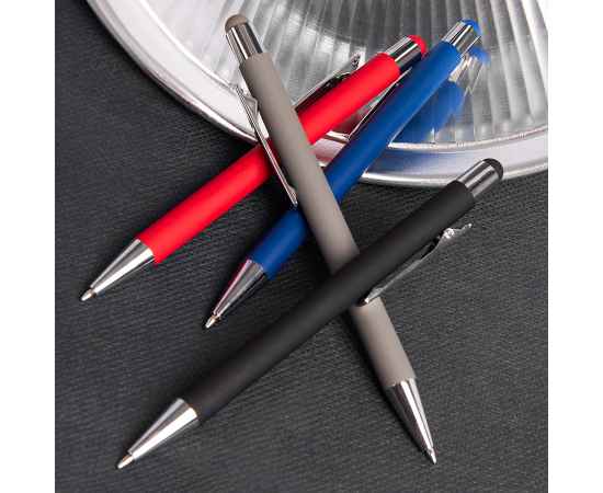 Ручка шариковая FACTOR TOUCH со стилусом, черный/серебро, металл, пластик, софт-покрытие, Цвет: черный, серебристый, изображение 4