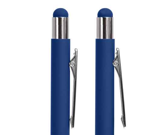 Ручка шариковая FACTOR TOUCH со стилусом, синий/серебро, металл, пластик, софт-покрытие, Цвет: синий, серебристый, изображение 2