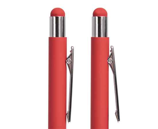 Ручка шариковая FACTOR TOUCH со стилусом, красный/серебро, металл, пластик, софт-покрытие, Цвет: красный, серебристый, изображение 2