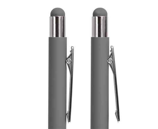 Ручка шариковая FACTOR TOUCH со стилусом, серый/серебро, металл, пластик, софт-покрытие, Цвет: серый, серебристый, изображение 2
