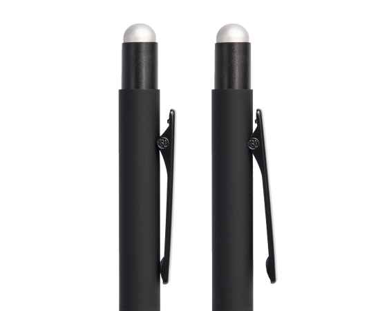 Ручка шариковая FACTOR BLACK со стилусом, черный/серебро, металл, пластик, софт-покрытие, Цвет: черный, серебристый, изображение 2
