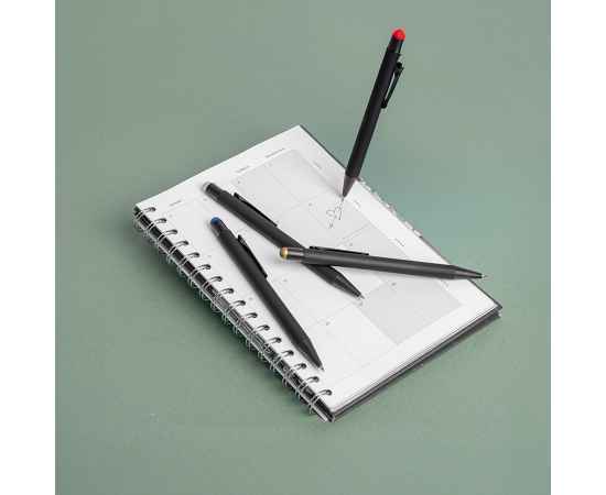 Ручка шариковая FACTOR BLACK со стилусом, черный/серебро, металл, пластик, софт-покрытие, Цвет: черный, серебристый, изображение 5