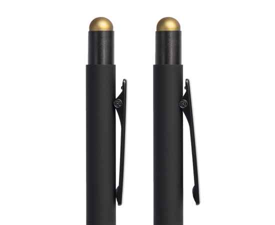 Ручка шариковая FACTOR BLACK со стилусом, черный/золотой, металл, пластик, софт-покрытие, Цвет: черный, золотистый, изображение 2