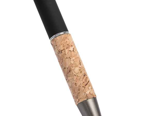 Ручка шариковая FACTOR GRIP со стилусом, черный/темно-серый, металл, пластик, пробка, софт-покрытие, Цвет: черный, бежевый, изображение 3