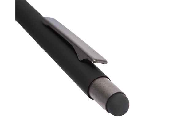 Ручка шариковая FACTOR GRIP со стилусом, черный/темно-серый, металл, пластик, пробка, софт-покрытие, Цвет: черный, бежевый, изображение 4