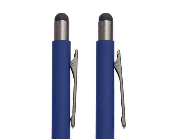 Ручка шариковая FACTOR GRIP со стилусом, синий/темно-серый, металл, пластик, пробка, софт-покрытие, Цвет: синий, серый, изображение 2