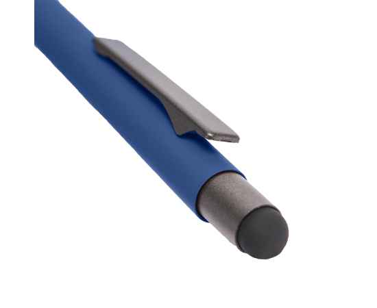 Ручка шариковая FACTOR GRIP со стилусом, синий/темно-серый, металл, пластик, пробка, софт-покрытие, Цвет: синий, серый, изображение 4