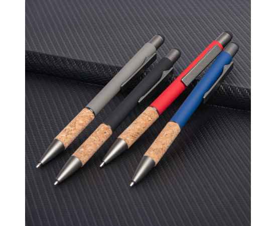 Ручка шариковая FACTOR GRIP со стилусом, синий/темно-серый, металл, пластик, пробка, софт-покрытие, Цвет: синий, серый, изображение 7