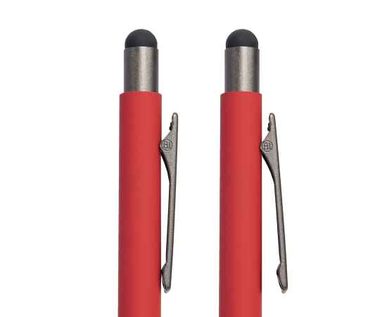 Ручка шариковая FACTOR GRIP со стилусом, красный/темно-серый, металл, пластик, пробка, софт-покрытие, Цвет: красный, серый, изображение 2