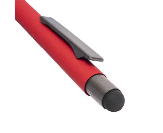 Ручка шариковая FACTOR GRIP со стилусом, красный/темно-серый, металл, пластик, пробка, софт-покрытие, Цвет: красный, серый, изображение 4