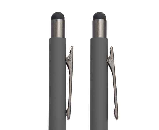 Ручка шариковая FACTOR GRIP со стилусом, серый/темно-серый, металл, пластик, пробка, софт-покрытие, Цвет: серый меланж, темно-серый, изображение 2