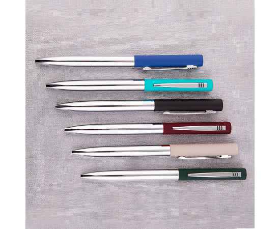 CLIPPER, ручка шариковая, бирюзовый/хром, металл, покрытие soft touch, Цвет: бирюзовый, изображение 2