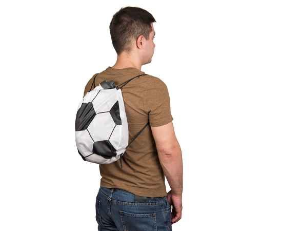 Рюкзак для обуви (сменки) или футбольного мяча, 45х46 cm, 210D полиэстер, Цвет: белый, Размер: 45х46, изображение 2