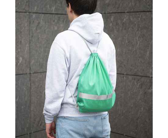 Рюкзак мешок со светоотражающей полосой RAY, белый, 35*41 см, полиэстер 210D, Цвет: белый, изображение 7