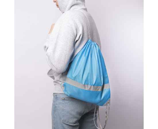 Рюкзак мешок со светоотражающей полосой RAY, белый, 35*41 см, полиэстер 210D, Цвет: белый, изображение 8