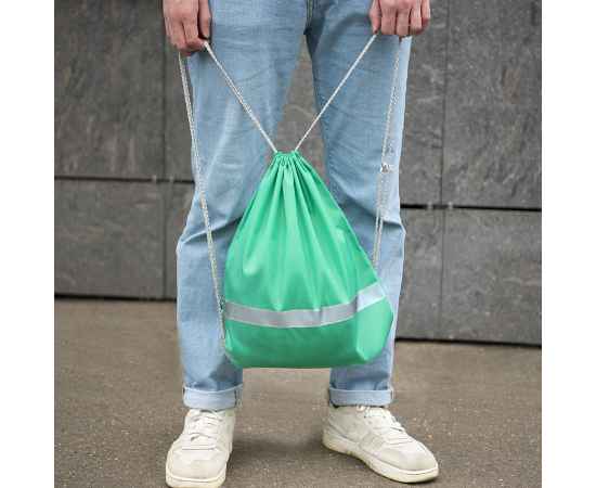 Рюкзак мешок со светоотражающей полосой RAY, серый, 35*41 см, полиэстер 210D, Цвет: серый, изображение 6
