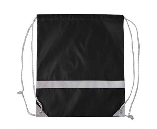 Рюкзак мешок со светоотражающей полосой RAY, черный, 35*41 см, полиэстер 210D, Цвет: черный, изображение 4