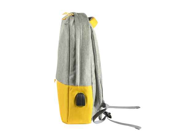 Рюкзак 'Beam', серый/желтый, 44х30х10 см, ткань верха: 100% полиамид, подкладка: 100% полиэстер, Цвет: серый, желтый, Размер: 40*30*10 см, изображение 4