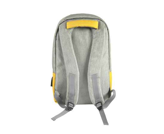 Рюкзак 'Beam', серый/желтый, 44х30х10 см, ткань верха: 100% полиамид, подкладка: 100% полиэстер, Цвет: серый, желтый, Размер: 40*30*10 см, изображение 5