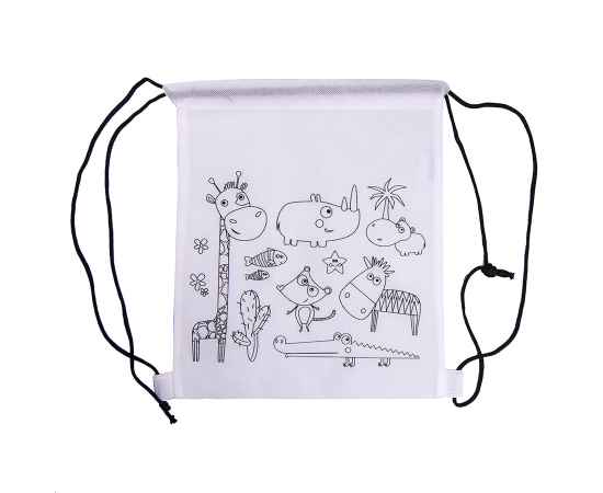 Рюкзак для раскрашивания WIZZY с восковыми мелками (5шт), 25х30см, нетканый материал, Цвет: белый, изображение 2