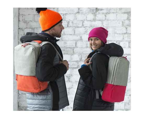 Рюкзак 'Beam', серый/оранжевый, 44х30х10 см, ткань верха: 100% полиамид, подкладка: 100% полиэстер, Цвет: оранжевый, серый, Размер: 44*30*10 см, изображение 8