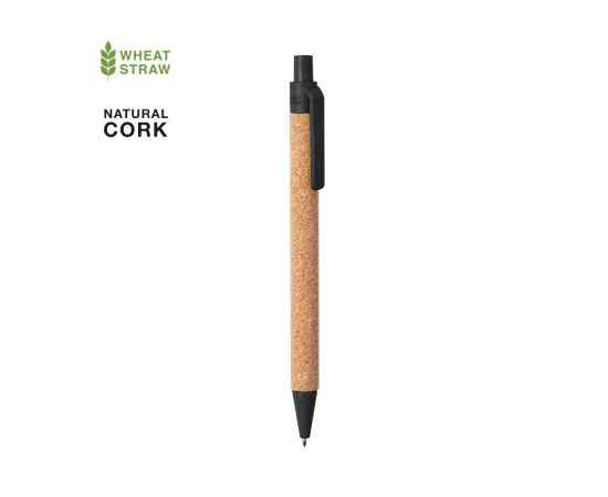 Ручка шариковая YARDEN, черный, натуральная пробка, пшеничная солома, ABS пластик, 13,7 см, Цвет: Чёрный, изображение 2