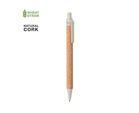 Ручка шариковая YARDEN, бежевый, натуральная пробка, пшеничная солома, ABS пластик, 13,7 см, Цвет: бежевый, изображение 2