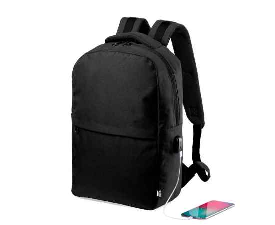 Рюкзак KONOR, черный, 41x29x13 см, 100% полиэстер RPET, 600D, Цвет: Чёрный, изображение 3