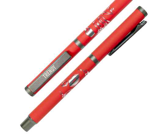 Ручка шариковая TRENDY, красный/темно-серый, металл, пластик, софт-покрытие, Цвет: красный, серый, изображение 6