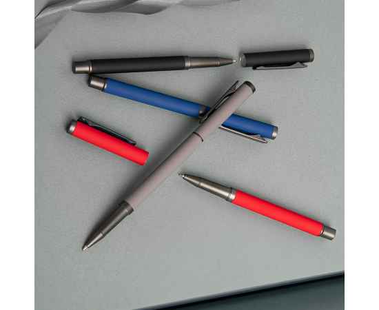 Ручка шариковая TRENDY, серый/темно-серый, металл, пластик, софт-покрытие, Цвет: серый, темно-серый, изображение 4