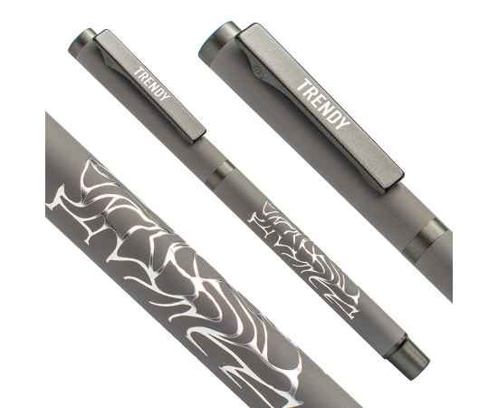 Ручка шариковая TRENDY, серый/темно-серый, металл, пластик, софт-покрытие, Цвет: серый, темно-серый, изображение 6