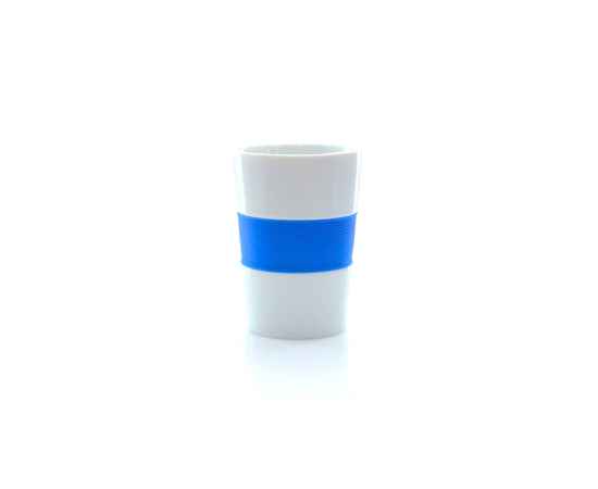 Стакан NELO, белый с синим, 350мл, 11,2х8см, тонкая керамика, силикон, Цвет: белый, синий, изображение 2