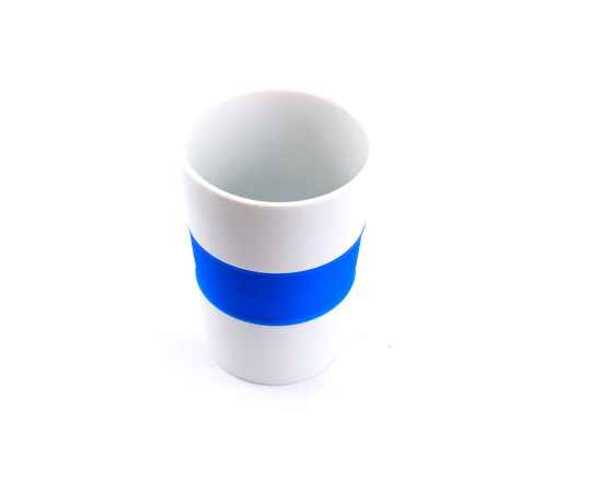 Стакан NELO, белый с синим, 350мл, 11,2х8см, тонкая керамика, силикон, Цвет: белый, синий, изображение 3