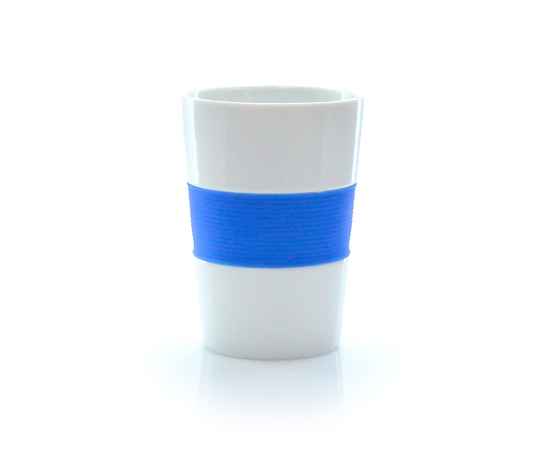 Стакан NELO, белый с синим, 350мл, 11,2х8см, тонкая керамика, силикон, Цвет: белый, синий, изображение 5