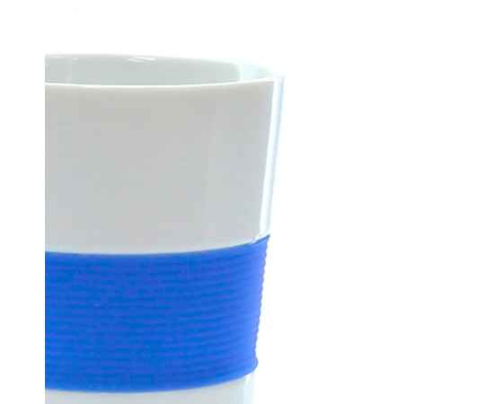 Стакан NELO, белый с синим, 350мл, 11,2х8см, тонкая керамика, силикон, Цвет: белый, синий, изображение 6